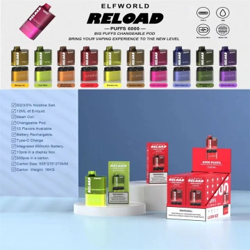 Elf World Reload 6000 kertakäyttöinen vape Europe